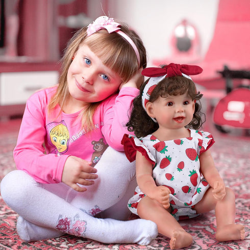 BABESIDE Reborn Baby Doll Clothes for 20-22 Inch Dolls, Strawberries Baby Doll Outfits with Pacifier
