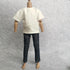 1/6 Custom Scale Clothes - T-Shirt + Jean Trousers for 12" Male Action Figure Doll Clothes (White)