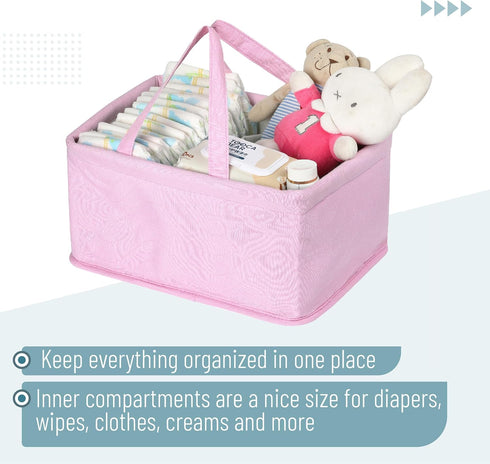 Mr. Pen Portable Baby Diaper Caddy Organizer - Pink Quilted Fabric for Nursery Essentials