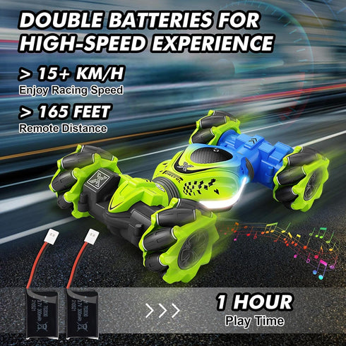Gesture RC Car, 2.4GHz 4WD Gesture Sensing Stunt Car Toys for 6-12 yr Boys Girls, Offroad 360° Rotation with Lights