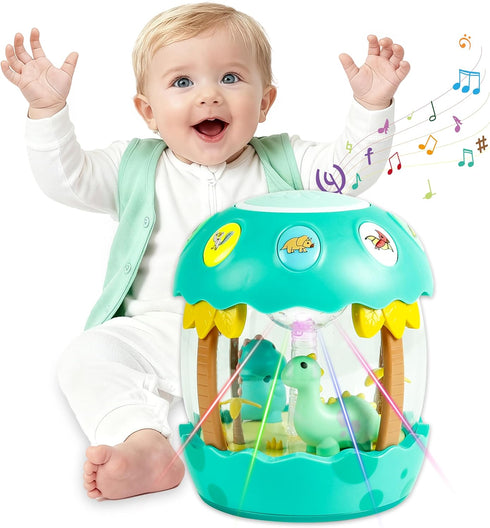 M SANMERSEN Baby Boy Toys 6-12 Months, Dinosaur Rotating Light Up Musical