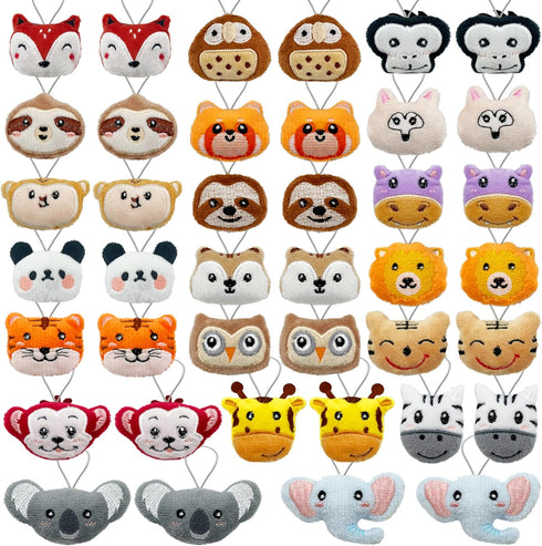 40 PCS Mini Jungle Animal Plush Toys Set, Cute Small Stuffed Keychain for Party Favors
