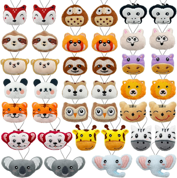 40 PCS Mini Jungle Animal Plush Toys Set, Cute Small Stuffed Keychain for Party Favors