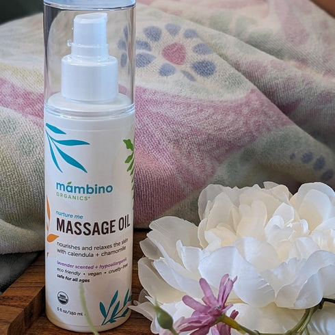 2-Pack 5 oz Mambino Organics Massage Baby Oil Organic, Nourishing with Egyptian Calendula, Chamomile & Lavender Gentle