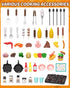 STACTCUTE Playset 60Pcs 3-5+ Set Kids BBQ Grill with Realistic Steam, Sound & Lights - Pretend Play Kitchen Food Toy
