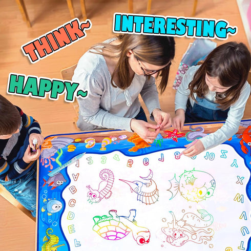 Large Water Doodle Mat for Toddlers, 39 31 Mess Free Coloring Mat with 2 Water Pens, Educational Toy