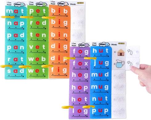 CHEFAN CVC Word Games Flashcards, Short Vowel Spelling Phonics Learning Activity for Preschool Kindergarten Kids