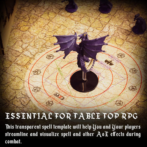 Upgraded Spell AOE Damage Template, Extra Large 30' Cube & Cone, Acrylic D&D Area Effect Marker with Gift Box