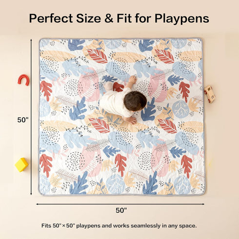 50"x50" Baby Play Mat, Premium Thicker Foam Floor Mat, Bohemian Non-Slip Playpen Mat for Infants & Toddlers, Foldable