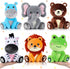 RoundFunny 6 Pcs Forest Animals Toys 7 Inch Zebra Lion Hippo Bear Elephant
