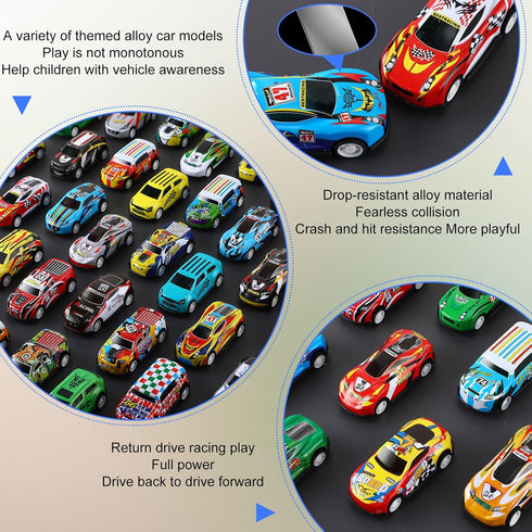 Jenaai 200 Pcs Mini Pull Back Cars, Bulk Toy Cars for Boys and Girls, Christmas Party Favor Gift