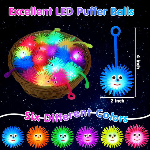 18 8-12 PCS LED Puffer Balls Light Up Party Favors for Kids Goodie Bags Stuffers Classroom Treasure Box Prizes Bulk