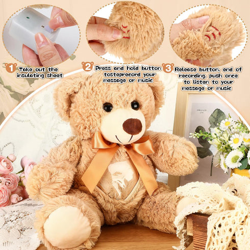 14 Inch Remembrance Bear Plush Stuffed Animal with Recorder, Picture Frame, Voice Recording Gifts