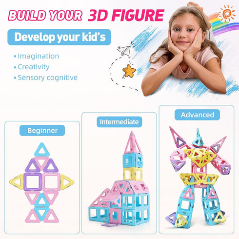 Set, 3 4 5 6 7 8+ 103pcs 3-5 MAGBLOCK Magnetic Building Blocks Upgraded Magnetic Tiles Toys for Year Old Girls, Magnet