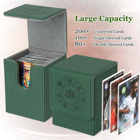 MTG Deck Box with 50 Pcs Card Sleeve, 110+ Card Storage Leather Deck Box for Magic Commander Games