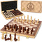 Magnetic Wooden Chess Set for Adults Kids, 15" Folding Chess Boards with