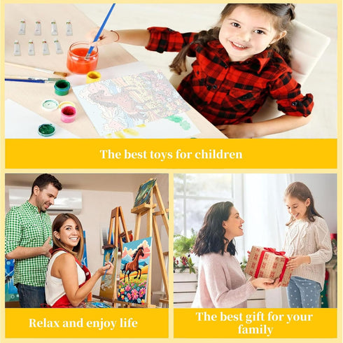 8-12 Decor(8x12 inch) Arttoplus Paint by Numbers Kit for Kids with Frame, Horse Paint by Numbers for Kids Ages