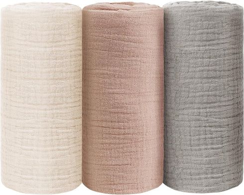 babify Baby Swaddle Blanket Neutral - Lightweight and Breathable Muslin Swaddles for Newborns