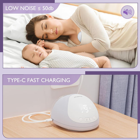 3 Modes/9 25/21/17mm Insert,2 Count Hands Free Breast Pump:Wearable Breast Pump Portable with Levels/LED Display - Low