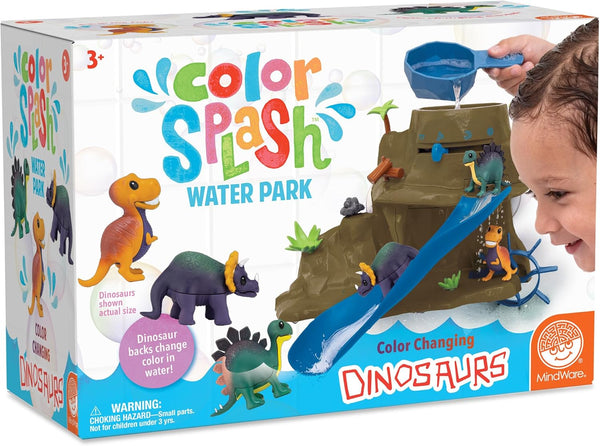 MindWare Dinosaur Color Splash Water Park Bathtub Playset - Interactive Bath Toys