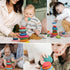 OESSUF 16PCs Stacking Rocks Wooden Blocks, Balancing Stacking Stones for Toddler Rainbow Pebbles Sorting Toys