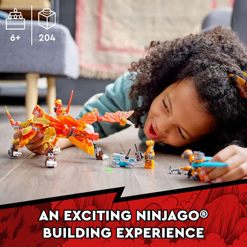 LEGO NINJAGO Kai’s Fire Dragon EVO Toy 71762 for Kids with Cobra & Boa Snake Warrior Figures and Kai Minifigure,