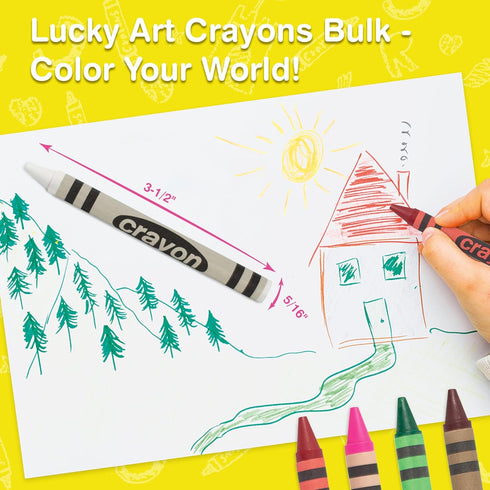 80 Count Lucky Art White Crayons Bulk - Regular Size Single Color Crayon Refill, Non-Toxic Art Supplies for Teachers