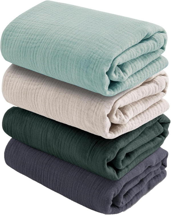 CottCare Baby Muslin Swaddle Blankets for Boys and Girls,4-Pack Breathable and Skin-Friendly,Wrap Soft