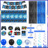 Blue Black Video Game Party Decorations, Happy Birthday Banner, Hanging Swirls, Balloons, Tablecloth Kit