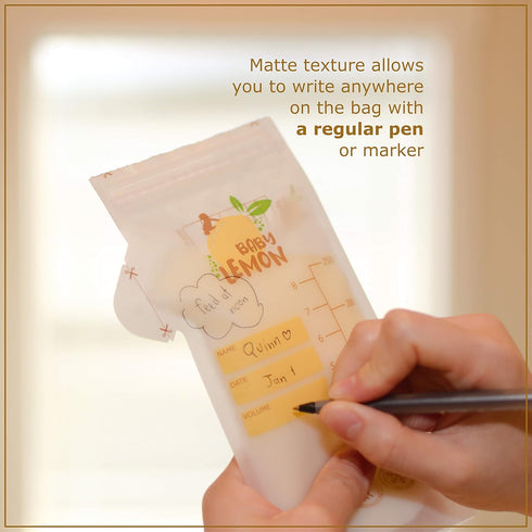 8 oz, 100 Baby Lemon Breast Milk Storage Bags with Spout - Bags, Extra Thick, Leak Proof, Pre-sterilized, Ready to Use