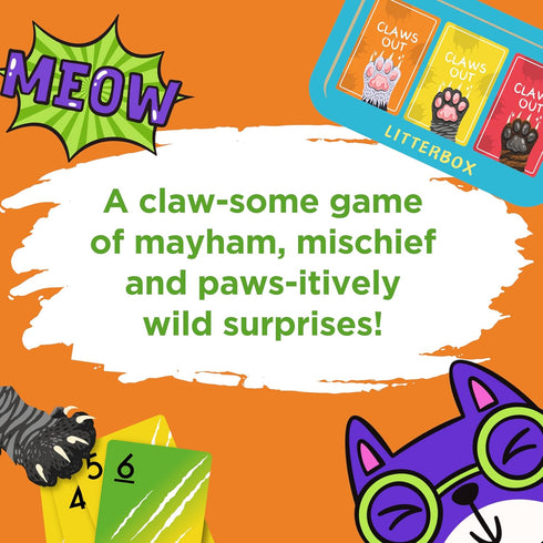 Claws Out Fun Card Game - Hilarious, Fast and Fun Card Game for Adults, Teens and Kids, Wildly Fun Cat Games for Kids