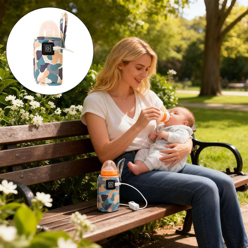 SHINLHUA USB Warmed Infant Bottle Nonconductor with Plan Modifiable Shoulder Strap for Travel Feeding Security Polyster
