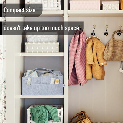 Large Grey Baby Diaper Caddy Organizer by Mr. Pen - Stylish & Functional