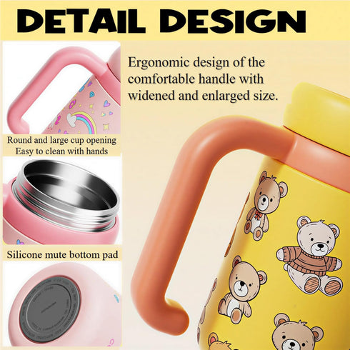 24 oz 316 2 V3.0 Como bebe Insulated Whale Fountain Sippy Cup, food-grade Stainless Leak-Proof Straw,Tumbler