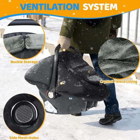 Cozy IvyWind Baby Car Seat Cover, Universal Winter Carseat Cover for Babies with Breathable Mesh Window, and Warm