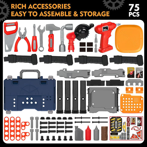 3,4,5+ Set, 3-5 Kids Tool Bench with Electric Drill and Chair, Christmas Birthday Gift for Boys Girls Age Fun Play Kids