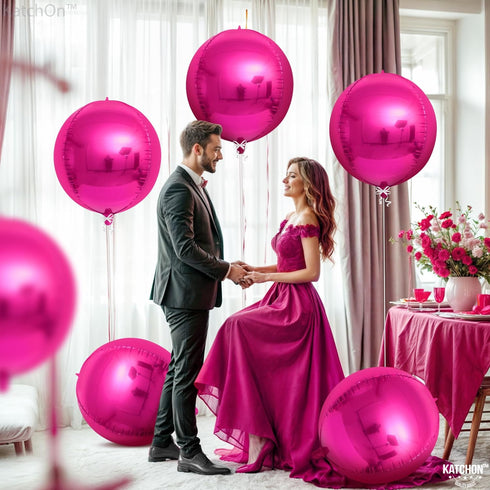 KatchOn Big Hot Pink Balloons, 22 Inch, Pack of 6, Mylar Balloons for Pink Party Decorations, Birthday, Gender Reveal.