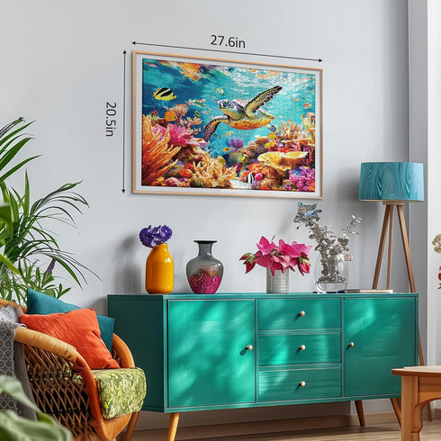 takfot 1000 Pieces Ocean Beach Sea Turtle Coral Puzzle with Letters on Back for Fun Game Nights