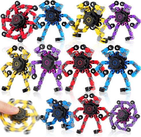 12PCS Transformable Fidget Spinners for Kids Adults,Deformable Chain DIY Robot Spinner Sensory