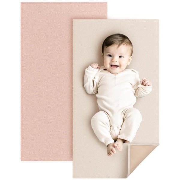 Konssy Faux Leather Baby Changing Mat, Waterproof, Wipeable & Portable Diaper Changing