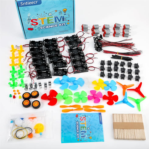 Sntieecr 276PCS DC Motor Kit, Mini Electric Circuit Kit for DIY Science Projects with Motors, LED Light & Gears