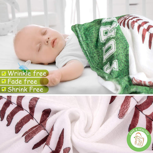 47"x40" SUKOON Baseball Monthly Milestone Blanket for Baby Boy/Girl | Includes Frame and Bib | Large | | Personalized