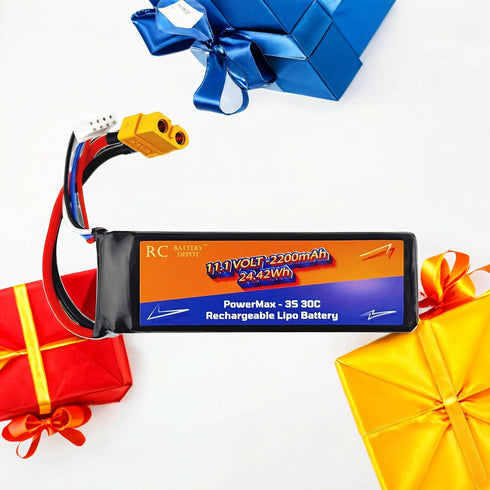 RC Battery Depot 11.1V 2200mAh 3S 30C XT60 Plug RC Lithium-Polymer (LiPo) Battery for RC Toys, Boats, Cars, Planes