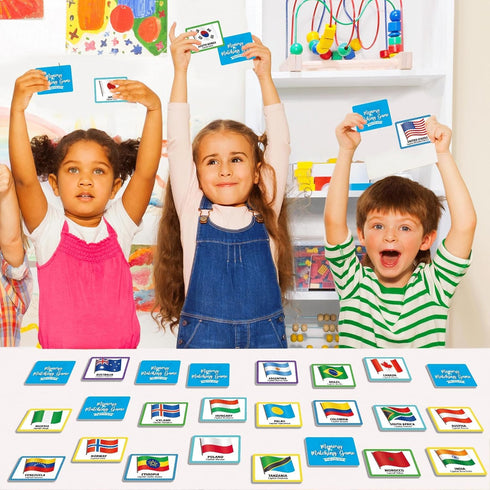 gisgfim 50 Pairs Memory Matching Game, Flags of The World Concentration Games for Kids and Adults, Fun & Fast Learning