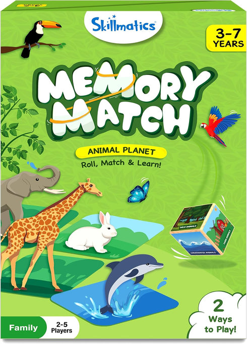 Skillmatics Board Game - Memory Match Animals, Fast & Fun Memory Game for Kids Ages 3-7, Gifts for Boys & Girls