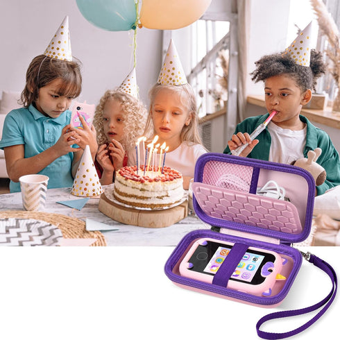 ALKOO Kids Toy Smartphone Case, Learning Toys Holder for Toddler Play Cell Phone, Pink