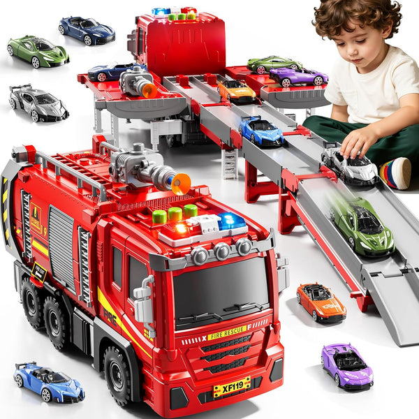 Fire Trucks for Toddlers 1-3, Firetruck Toys for Toddlers 1-3 3-5, Folded