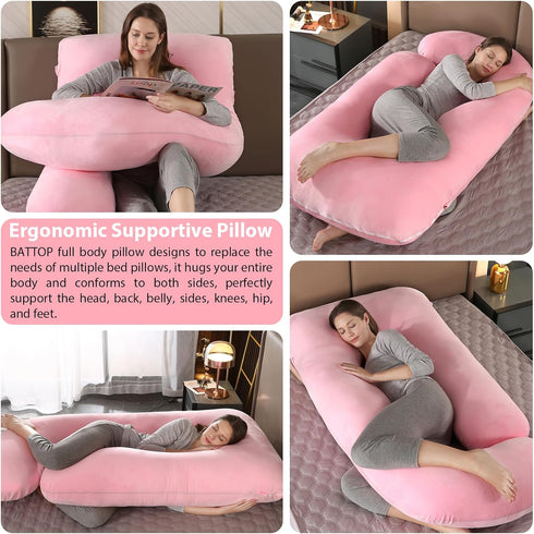 BATTOP Pregnancy Pillows for Sleeping- U Shaped Full Body Maternity Pillow, Pregnancy Pillow for Side Sleepers