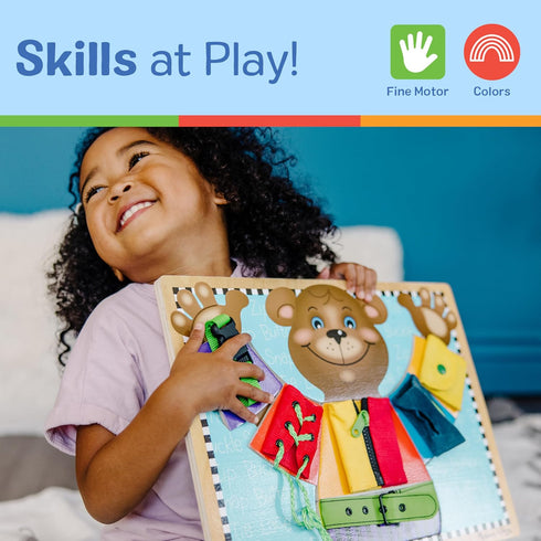 Melissa & Doug Basic Skills Puzzle Board - Wooden Activity Board for Fine Motor Skills, Ages 3+