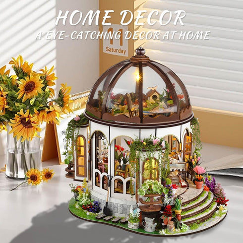 Kisoy DIY Miniature House Kit, Tiny House Building Kit with Furniture and LED Light for Adults and Teens, DIY Mini